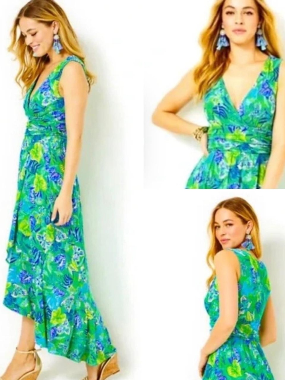 Lilly Pulitzer Moana Wrap Maxi Dress in Botanical Green In A Flutter
